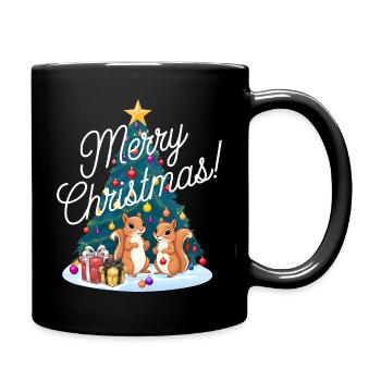 Eichhörnchen Weihnachten Tannenbaum Weihnachtsbaum - Tasse einfarbig - Schwarz - Rechts