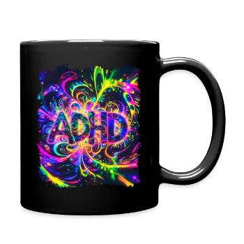 ADHS psychodelisch lustig bunt niedlich - Tasse einfarbig - Schwarz - Rechts
