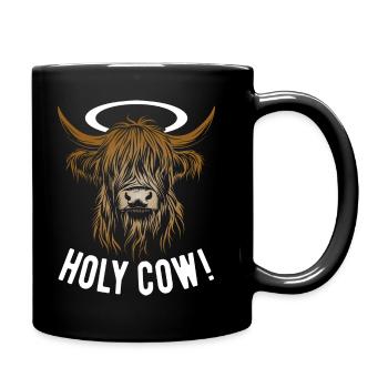Hochland Rind - Holy Cow - Kuh - Geschenk - Tasse einfarbig - Schwarz - Rechts