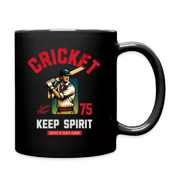 Cricket Retro Motif with Player Keep Spirit - Full Colour Mug - black - Right