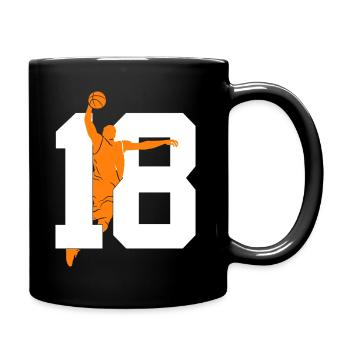 NUMBER 18 BASKETBALL 18TH BIRTHDAY - Full Colour Mug - black - Right