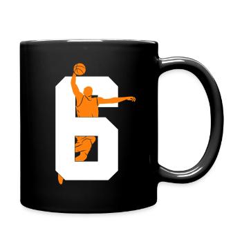 NUMMER 6 BASKETBALL 6. GEBURTSTAG - Tasse einfarbig - Schwarz - Rechts