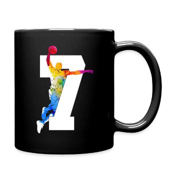 NUMMER 7 BASKETBALL 7. GEBURTSTAG - Tasse einfarbig - Schwarz - Rechts