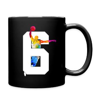 NUMMER 6 BASKETBALL 6. GEBURTSTAG - Tasse einfarbig - Schwarz - Rechts