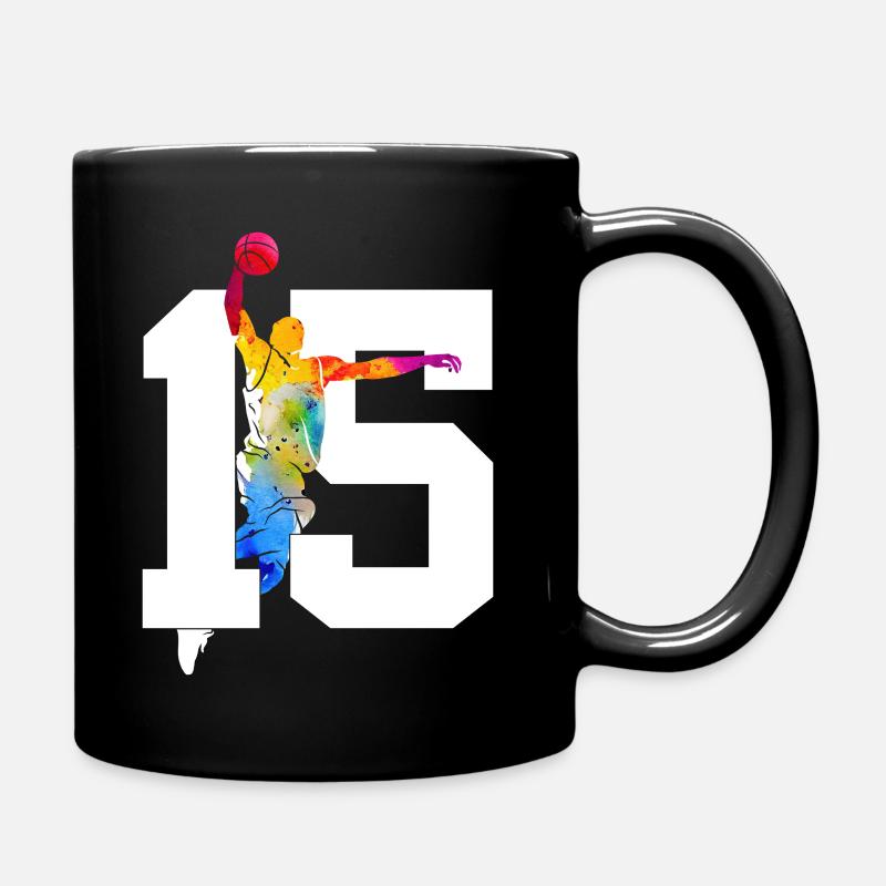 NUMMER 15 BASKETBALL 15. GEBURTSTAG - Tasse einfarbig - Schwarz