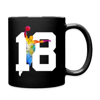 NUMBER 18 BASKETBALL 18TH BIRTHDAY - Full Colour Mug - black - Right