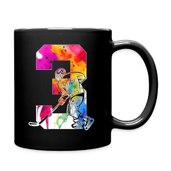 NUMMER 3 EISHOCKEY 3. GEBURTSTAG - Tasse einfarbig - Schwarz - Rechts