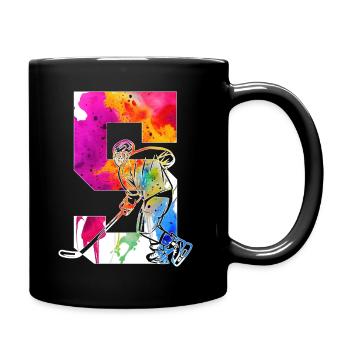 NUMMER 5 EISHOCKEY 5. GEBURTSTAG - Tasse einfarbig - Schwarz - Rechts