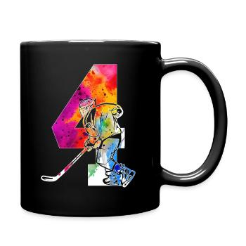 NUMMER 4 EISHOCKEY 4. GEBURTSTAG - Tasse einfarbig - Schwarz - Rechts