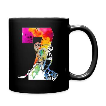 NUMMER 7 EISHOCKEY 7. GEBURTSTAG - Tasse einfarbig - Schwarz - Rechts