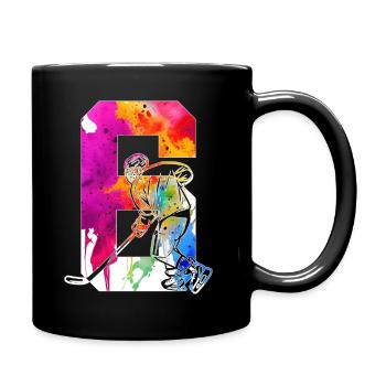 NUMMER 6 EISHOCKEY 6. GEBURTSTAG - Tasse einfarbig - Schwarz - Rechts