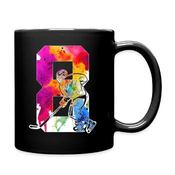 NUMMER 8 EISHOCKEY 8. GEBURTSTAG - Tasse einfarbig - Schwarz - Rechts
