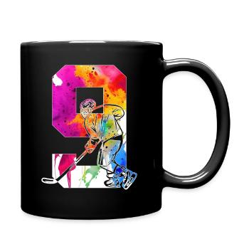 NUMMER 9 EISHOCKEY 9. GEBURTSTAG - Tasse einfarbig - Schwarz - Rechts