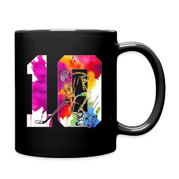 NUMMER 10 EISHOCKEY 10. GEBURTSTAG - Tasse einfarbig - Schwarz - Rechts
