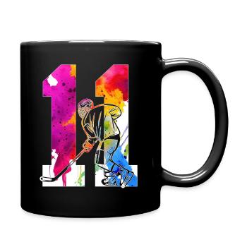 NUMBER 11 HOCKEY 11TH BIRTHDAY - Full Colour Mug - black - Right