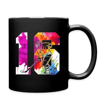 NUMMER 16 EISHOCKEY 16. GEBURTSTAG - Tasse einfarbig - Schwarz - Rechts