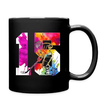 NUMMER 15 EISHOCKEY 15. GEBURTSTAG - Tasse einfarbig - Schwarz - Rechts