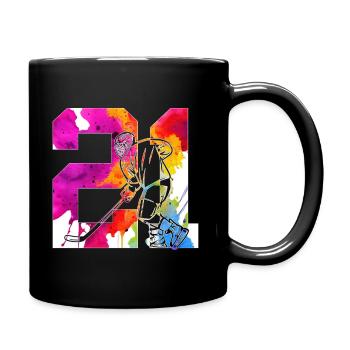 NUMMER 21 EISHOCKEY 21. GEBURTSTAG - Tasse einfarbig - Schwarz - Rechts