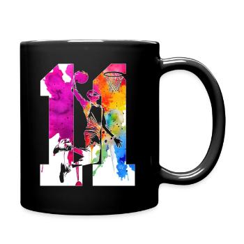 11TH BIRTHDAY BASKETBALL NUMBER 11 - Full Colour Mug - black - Right