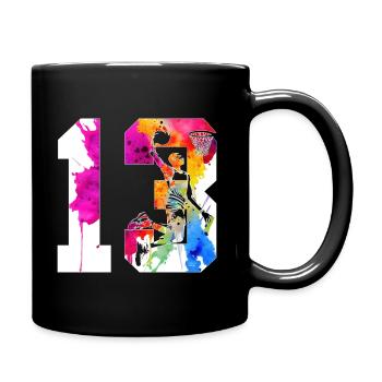 13. GEBURTSTAG BASKETBALL NUMMER 13 - Tasse einfarbig - Schwarz - Rechts