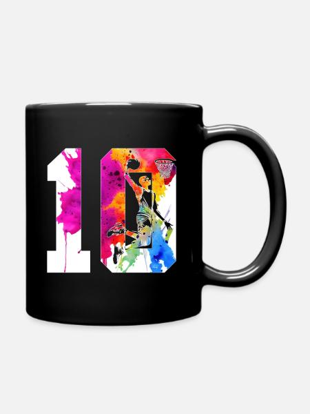 10. GEBURTSTAG BASKETBALL NUMMER 10 - Tasse einfarbig - Schwarz
