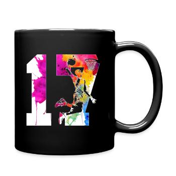 17TH BIRTHDAY BASKETBALL NUMBER 17 - Full Colour Mug - black - Right