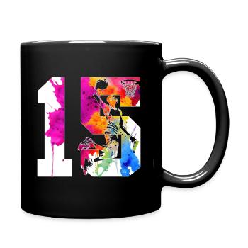 15E ANNIVERSAIRE BASKET-BALL NUMÉRO 15 - Mug uni - noir - Droite