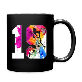 19TH BIRTHDAY BASKETBALL NUMBER 19 - Full Colour Mug - black - Right