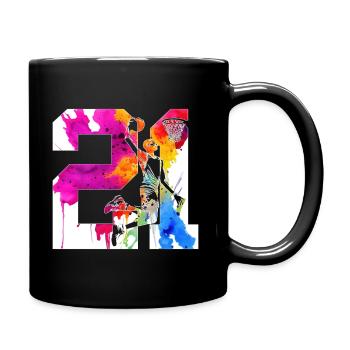 21E ANNIVERSAIRE BASKET-BALL NUMÉRO 21 - Mug uni - noir - Droite