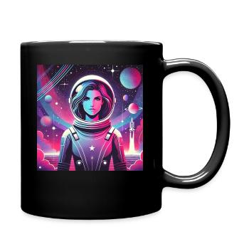 Astronautin minimalist print design - Tasse einfarbig - Schwarz - Rechts