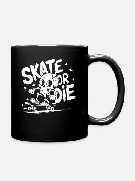 Skateboarder Streetart Skate or Die - Full Colour Mug - black