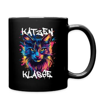 Graffiti Katzenklasse Grundschule Klassentier - Tasse einfarbig - Schwarz - Rechts