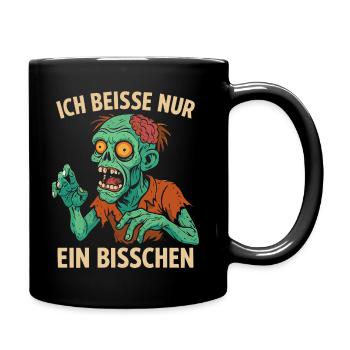 Lustiger Zombie mit Spruch - Tasse einfarbig - Schwarz - Rechts