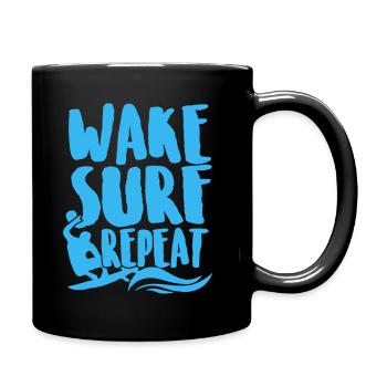 Surfing Wake Surf Repeat - Full Colour Mug - black - Right