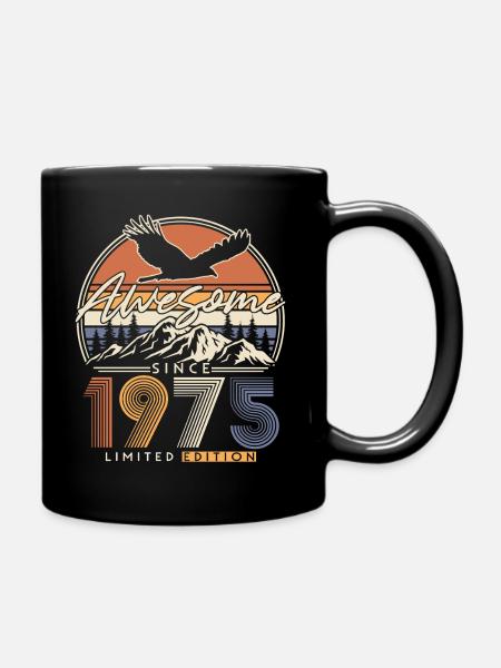 1975 Vintage syntymäpäivä Vintage retro lahja - Yksivärinen muki - musta
