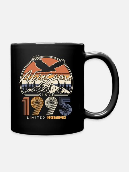 1995 Jahrgang Geburtstag Vintage Retro Geschenk - Tasse einfarbig - Schwarz