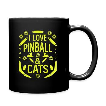 I Love Pinball & Cats for gamers - Full Colour Mug - black - Right