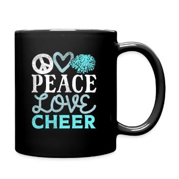 Peace Love Cheer Design - Tasse einfarbig - Schwarz - Rechts