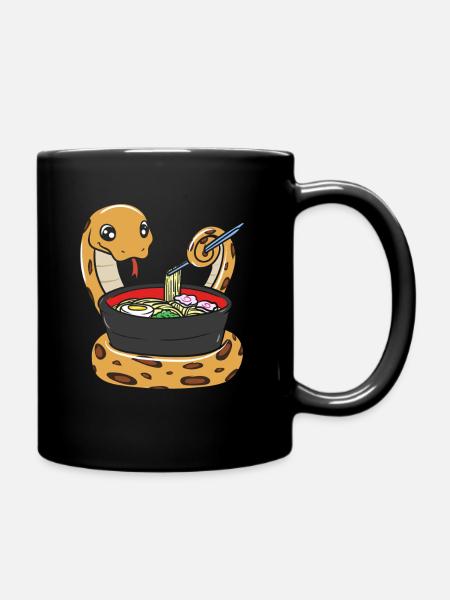 Königspython Isst Ramen - Tasse einfarbig - Schwarz