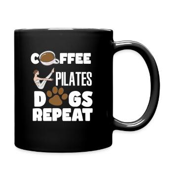 Pilates Kaffee Hundeliebe Lifestyle Design - Tasse einfarbig - Schwarz - Rechts