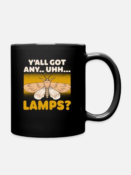 Y'all Got Any Lamps Entomologist Moth Saying - Full Colour Mug - black