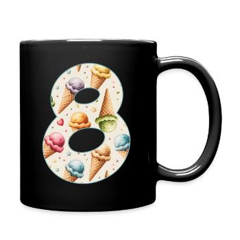 CREAM NUMBER 8 YEARS CREAM 8TH BIRTHDAY - Full Colour Mug - black - Right