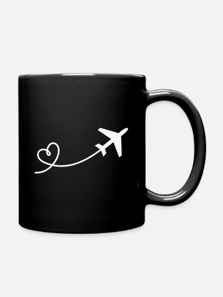 Flyer avec cœur Holiday Travel Flying Airplane - Mug uni - noir