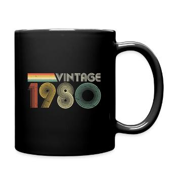 Vintage 1980, 45th Birthday - Full Colour Mug - black - Right