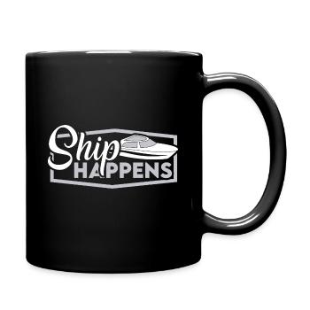 happens Boot Ship Segeln Spruch - Tasse einfarbig - Schwarz - Rechts