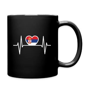 Serbia Serbs Serbian EKG heart line - Full Colour Mug - black - Right