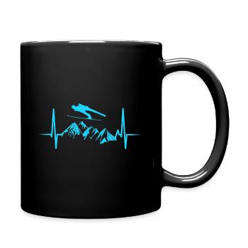 Skispringen Skispringer EKG Berge Wintersport - Tasse einfarbig - Schwarz - Rechts