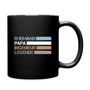 Retro Ehemann Papa Ingenieur Legende - Tasse einfarbig - Schwarz - Rechts