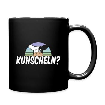 Kuhscheln niedliches Kuh Wortspiel - Tasse einfarbig - Schwarz - Rechts