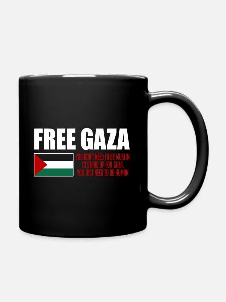 Free Gaza, Palestine Flag, Save Gaza, Palestina - Full Colour Mug - black